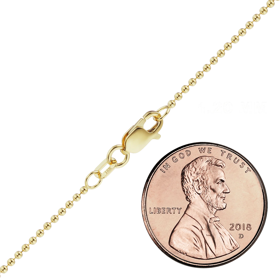 Thumbnail: Solid Gold Round Bead Anklet in 18K Yellow Gold (1.20 mm - 2.50 mm)