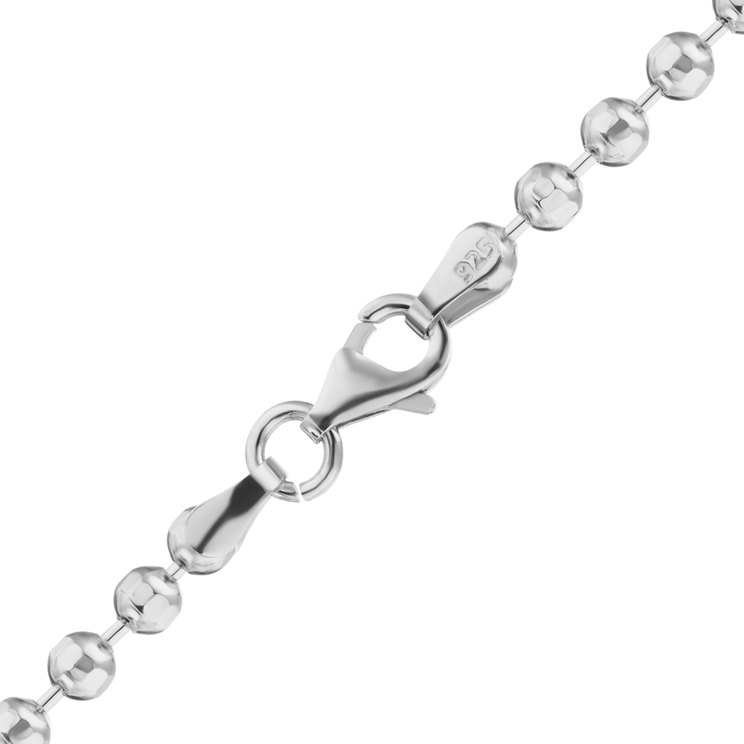 Sterling Silver Diamond Cut Round Bead Bracelet in Sterling Silver (2.50 mm