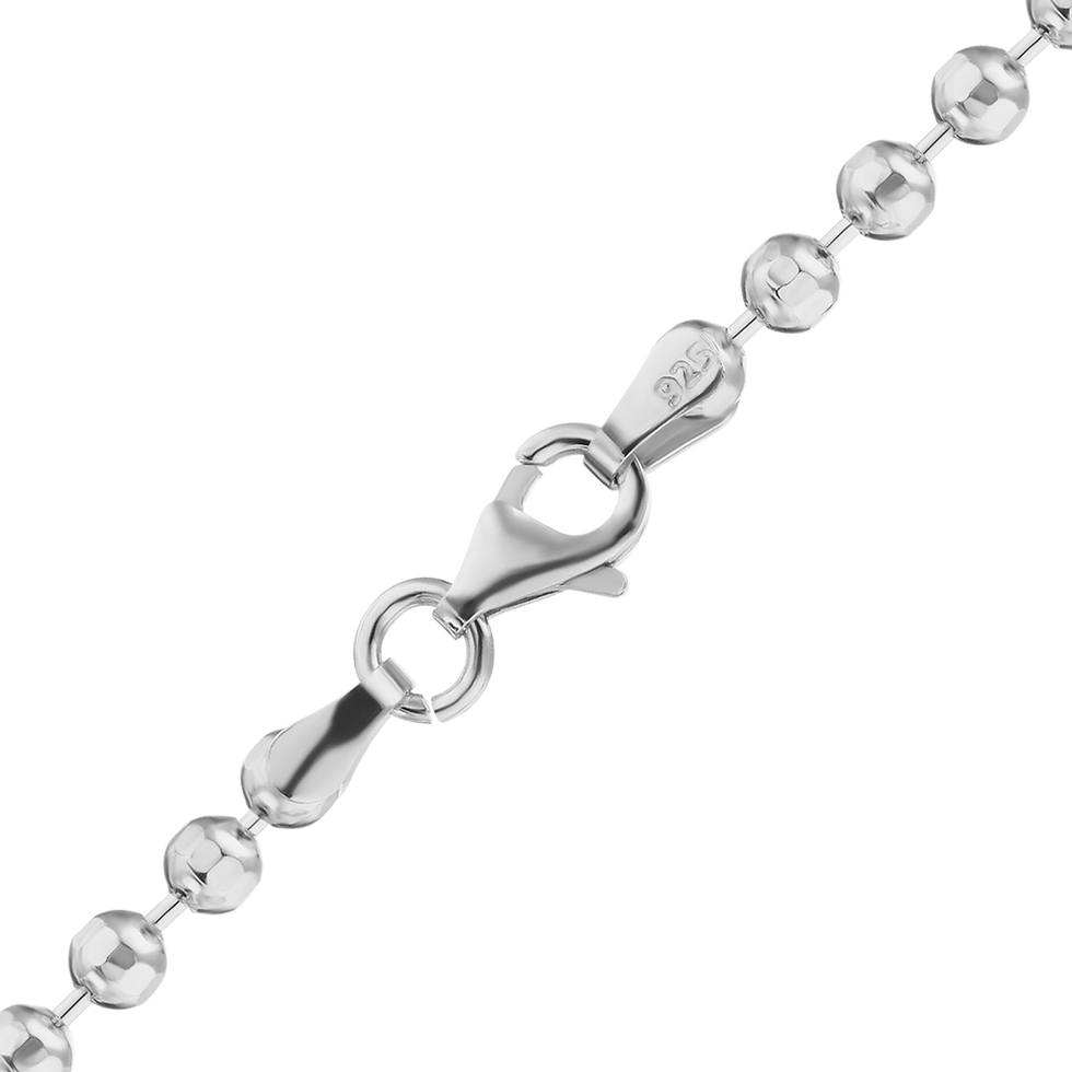 Thumbnail: Sterling Silver Diamond Cut Round Bead Bracelet in Sterling Silver (2.50 mm