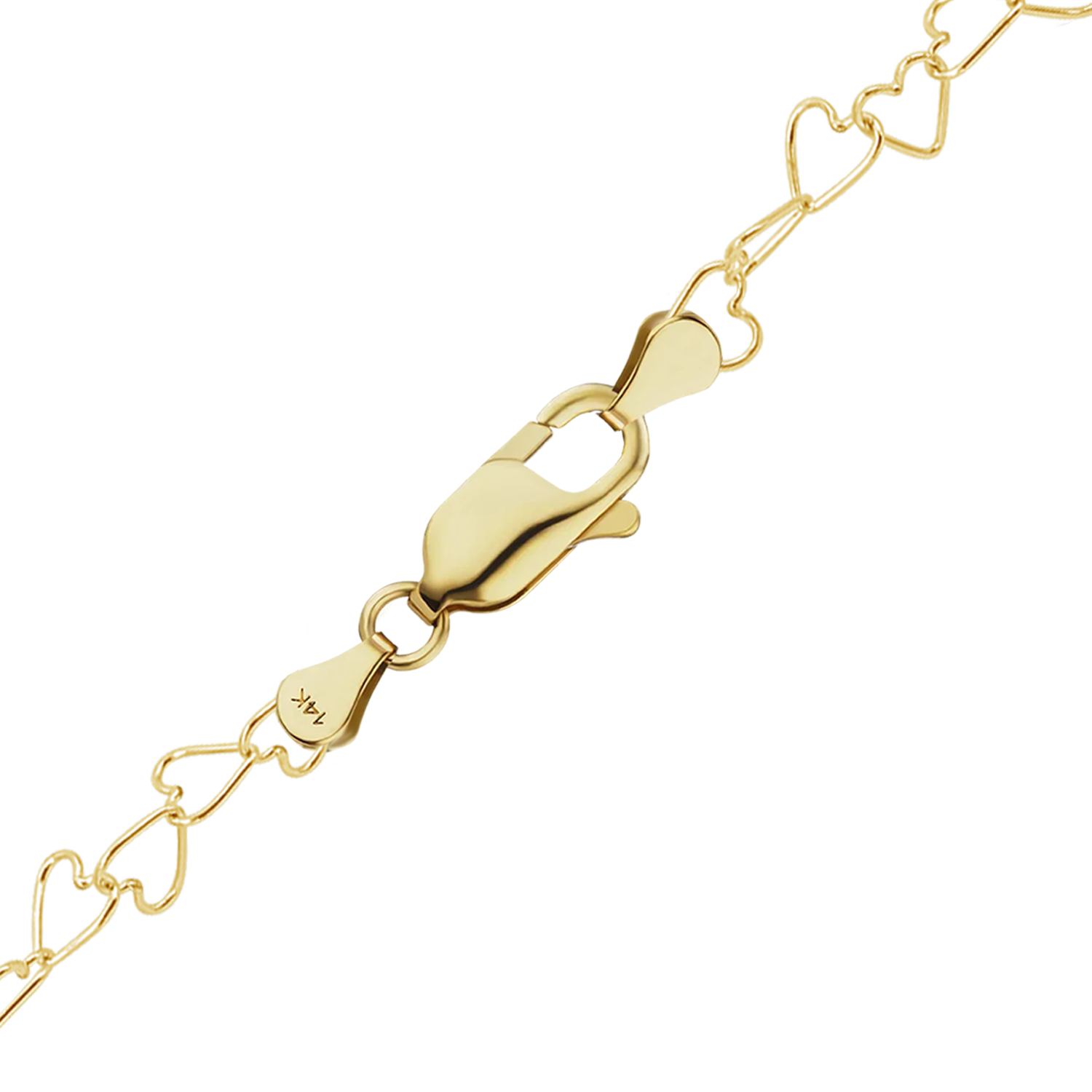 Solid Gold Tall Heart Anklet in 14K Yellow Gold (3.00 mm)