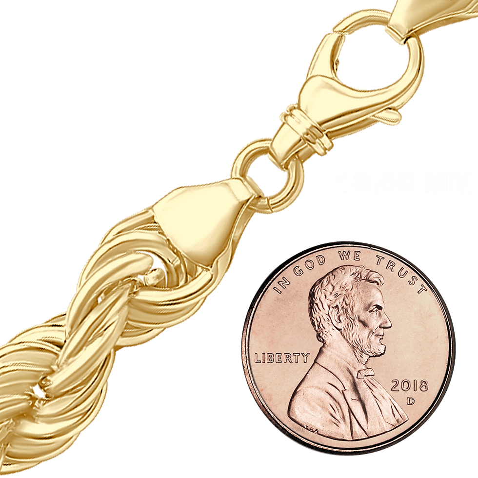 Thumbnail: Solid Gold Handmade Solid Rope Bracelet in 14K Yellow Gold (2.20 mm - 12.60 mm)