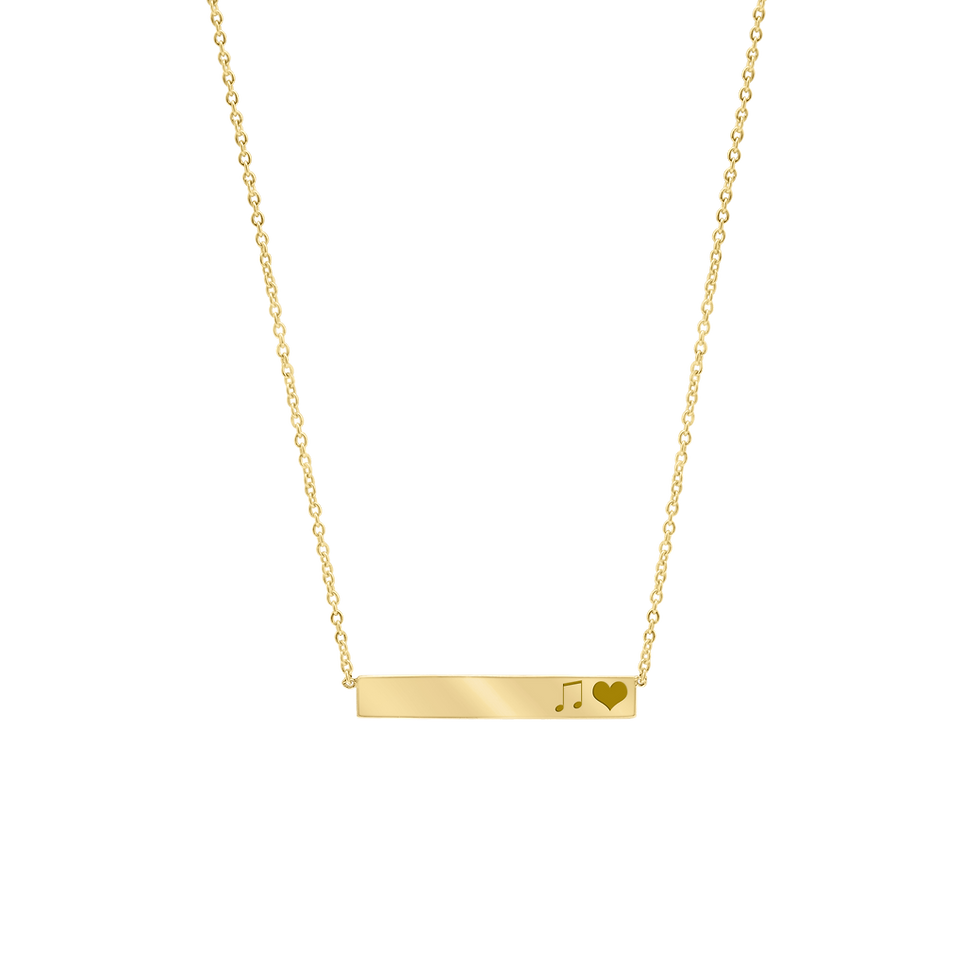 Thumbnail: Solid Gold Personalized Bar Necklace with Optional Engraving in 14K Yellow Gold