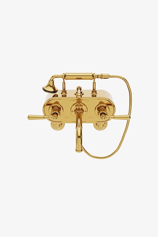 Thumbnail: RGXT31 Regulator Exposed Wall Mounted Tub Filler with Handshower and Metal Lever