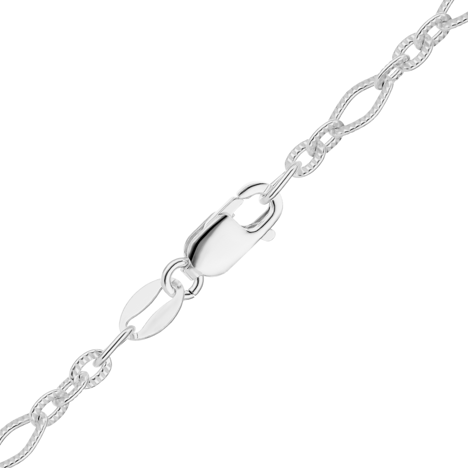 Sterling Silver Textured Fancy Cable Anklet in Sterling Silver (3.60 mm)