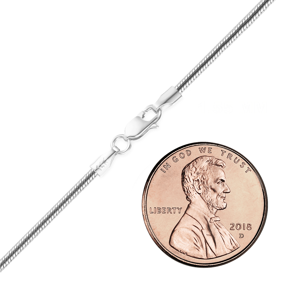 Thumbnail: Solid Gold Round Snake Anklet in 14K White Gold (1.00 mm - 1.55 mm)