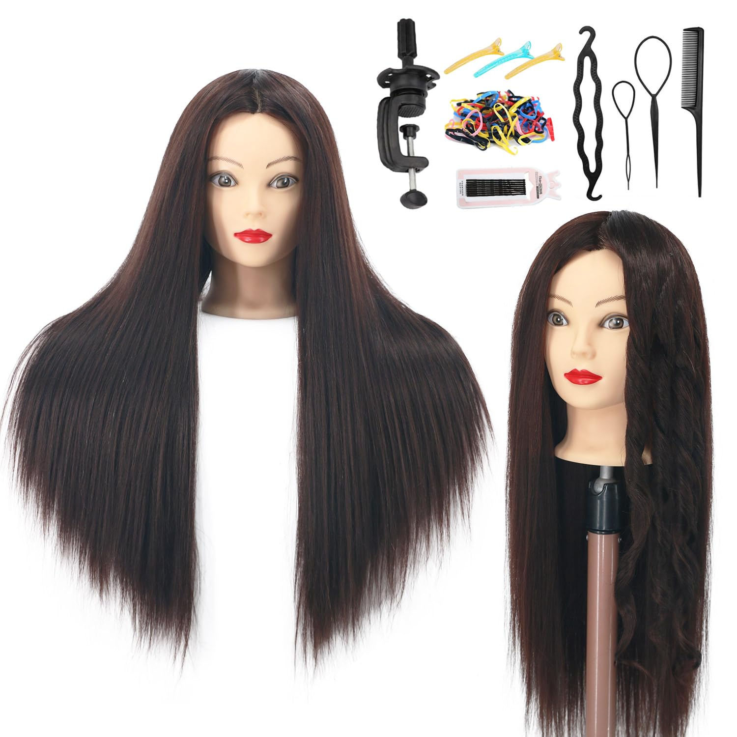 Mannequin Head Human Hair 80% Real Hair 26-28" Cosmetology Mannequin Head Hair S