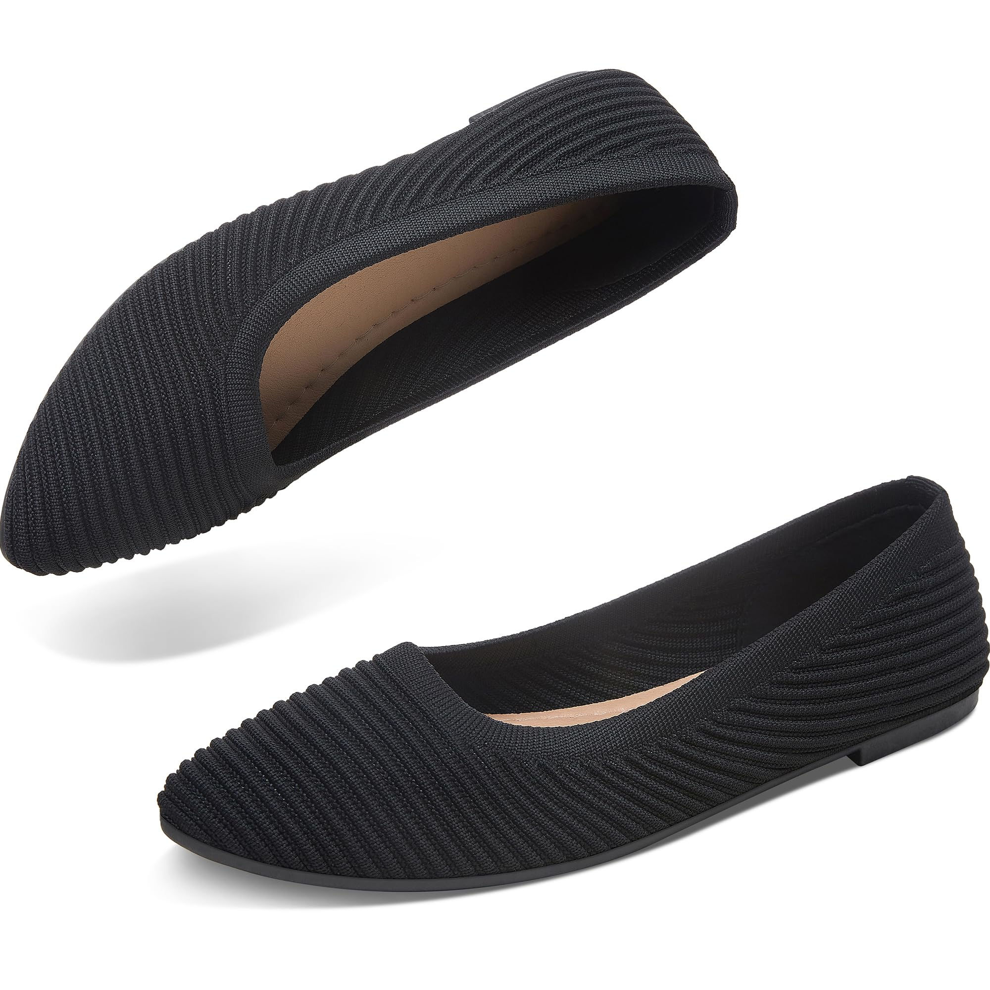 ALTOCIS Women’s Knit Ballet Flats Ladies Comfortable Pointed-Toe Dressy Shoes Ca