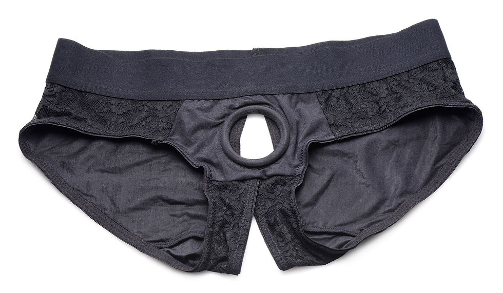Miniatura: Lace Envy Black Crotchless Panty Harness - L/xl
