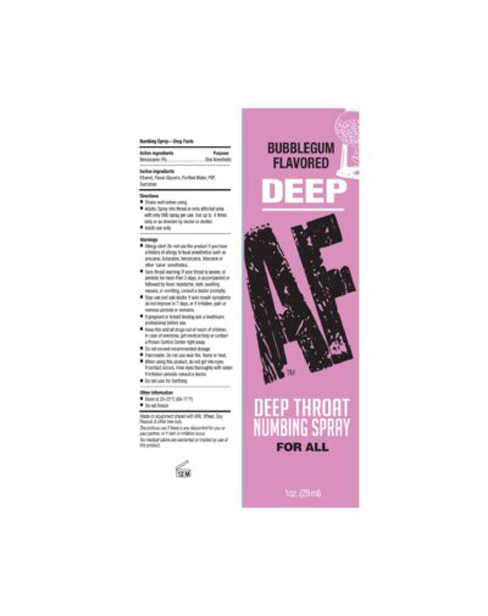 Miniaturbild: Deep Af Throat Numbing Spray 1oz – Bubblegum