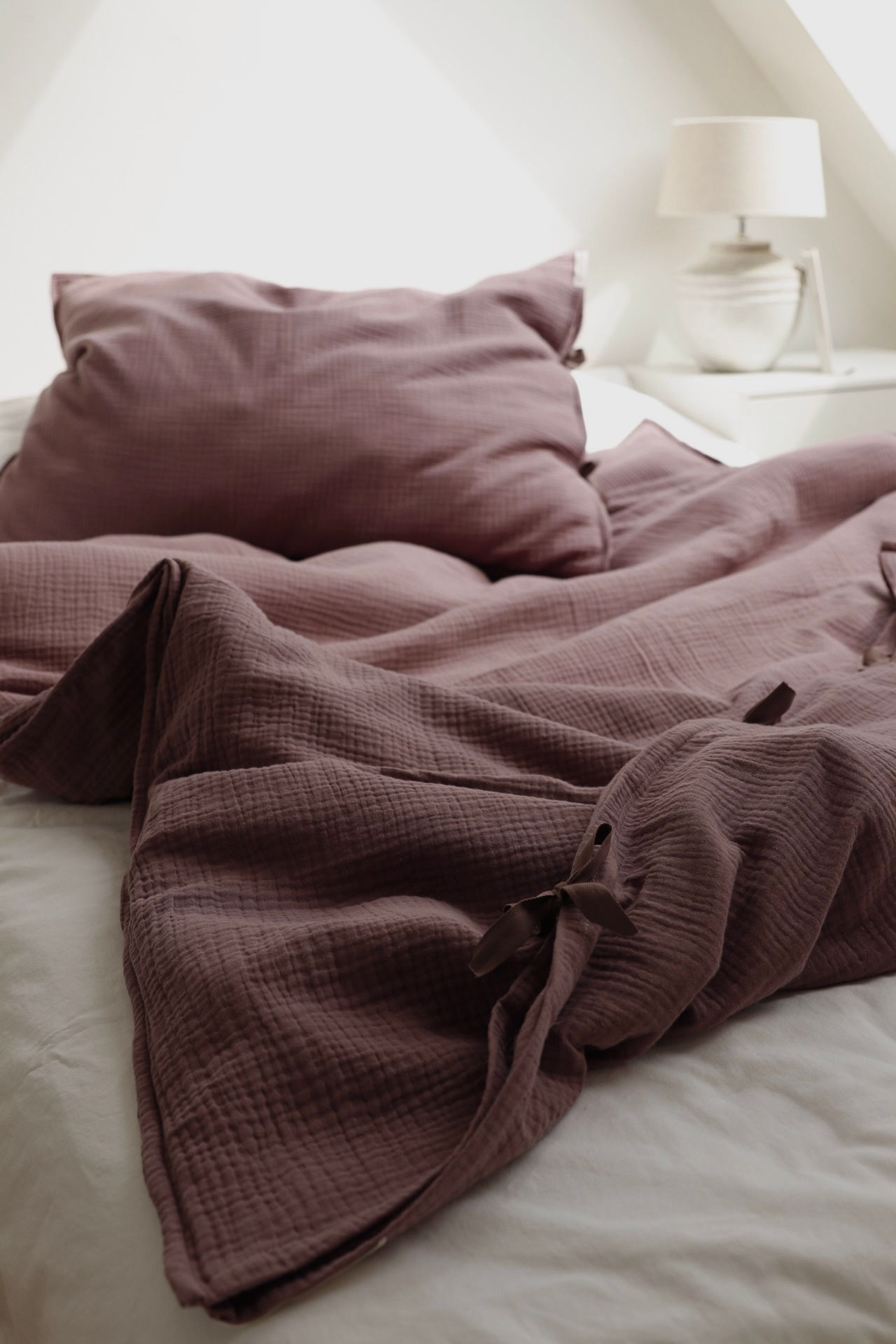100% organic cotton bed linen set - mauve
