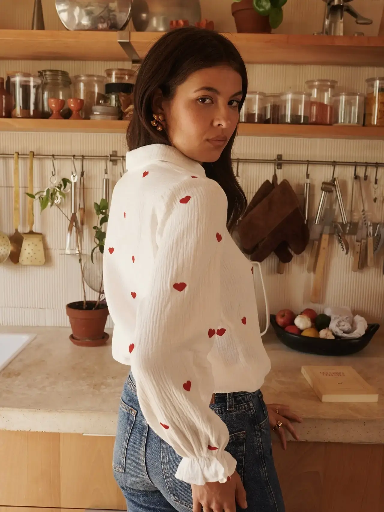 Red Heart Gauze Shirt
