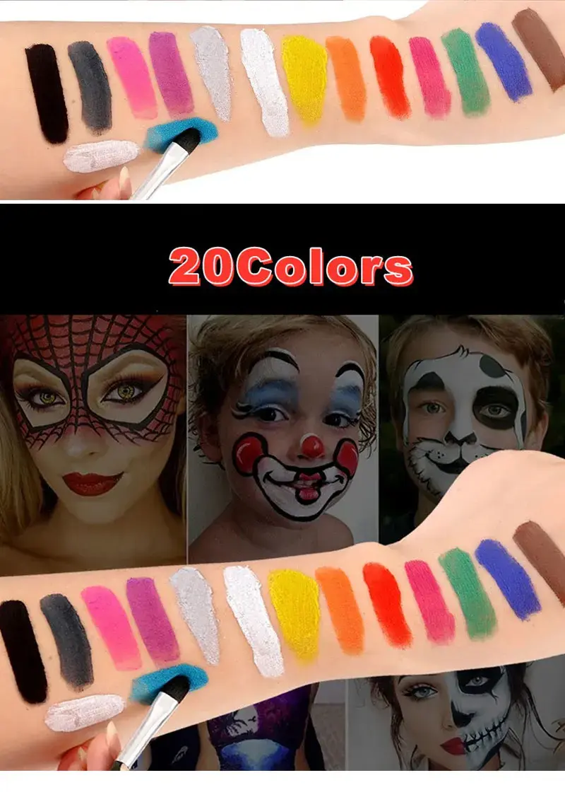 Thumbnail: 20 Colors Face Body Oil Painting Paint Pigment Non Toxic Safe Kids Flash Tattoo 