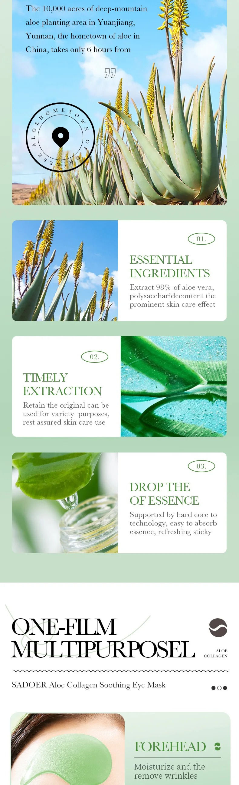 Thumbnail: 60pcs Aloe Vera Collagen Eye Mask Anti Dark Circles Eyes Bags Moisturizing Anti-