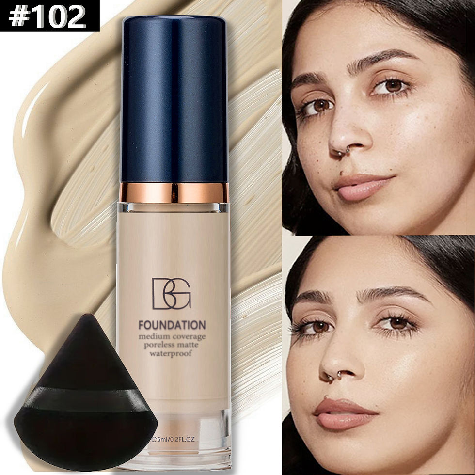 Thumbnail: 2Pcs Full Coverage Waterproof Liquid Foundation&Black Triangular Powder Puff-Lon