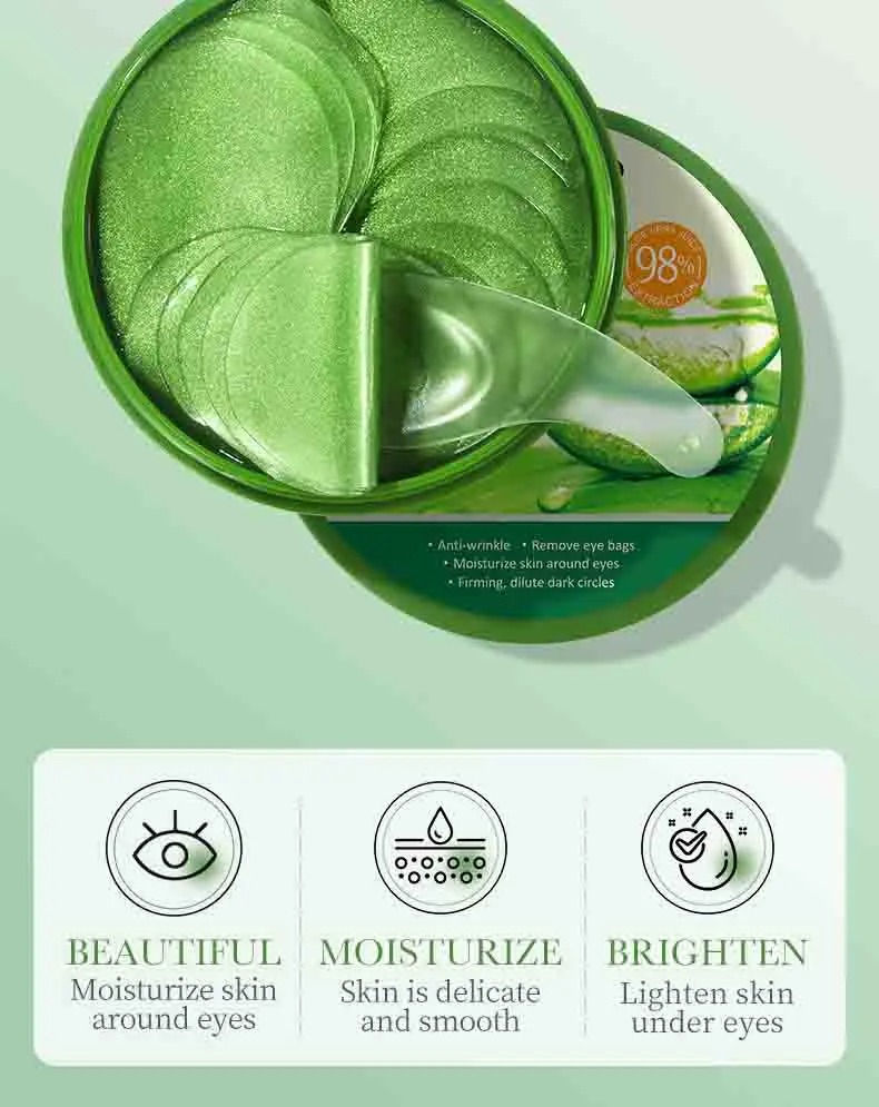Thumbnail: 60pcs Aloe Vera Collagen Eye Mask Anti Dark Circles Eyes Bags Moisturizing Anti-