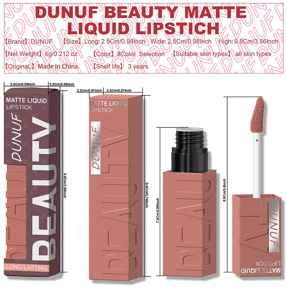 Thumbnail: DUNUF 8-Color Matte Velvet Smooth Easy-to-Apply Square Tube Lip Gloss Waterproof
