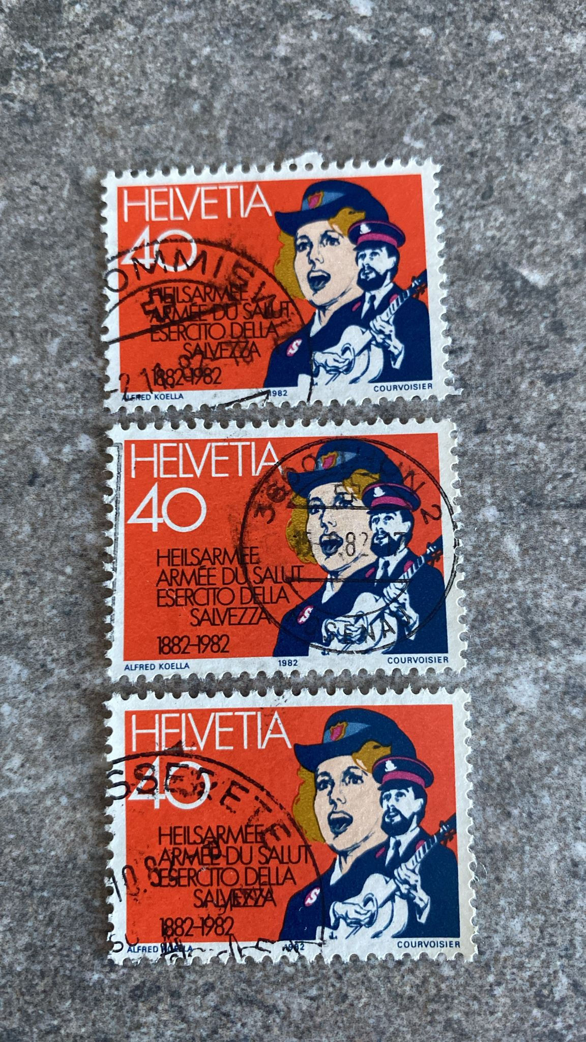 A327-1982 Switzerland Helvetia 40c Salvation Army Centennial Stamp Alfred Koel