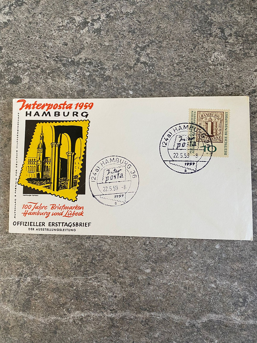 N61- Interposta 1959 Hamburg First Day Cover – 100 Jahre Briefmarken Hamburg &
