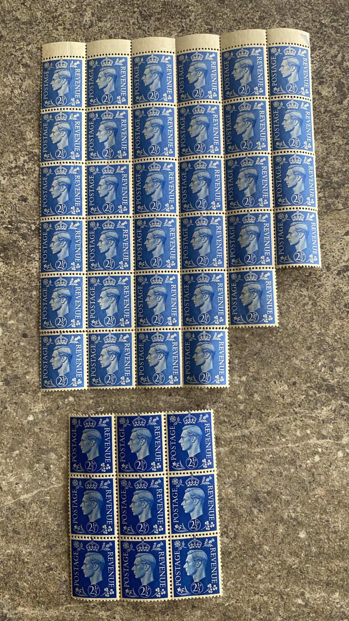 #B224-GB King George VI 2½d Blue Definitive Postage Revenue Stamps (1940s) Mint