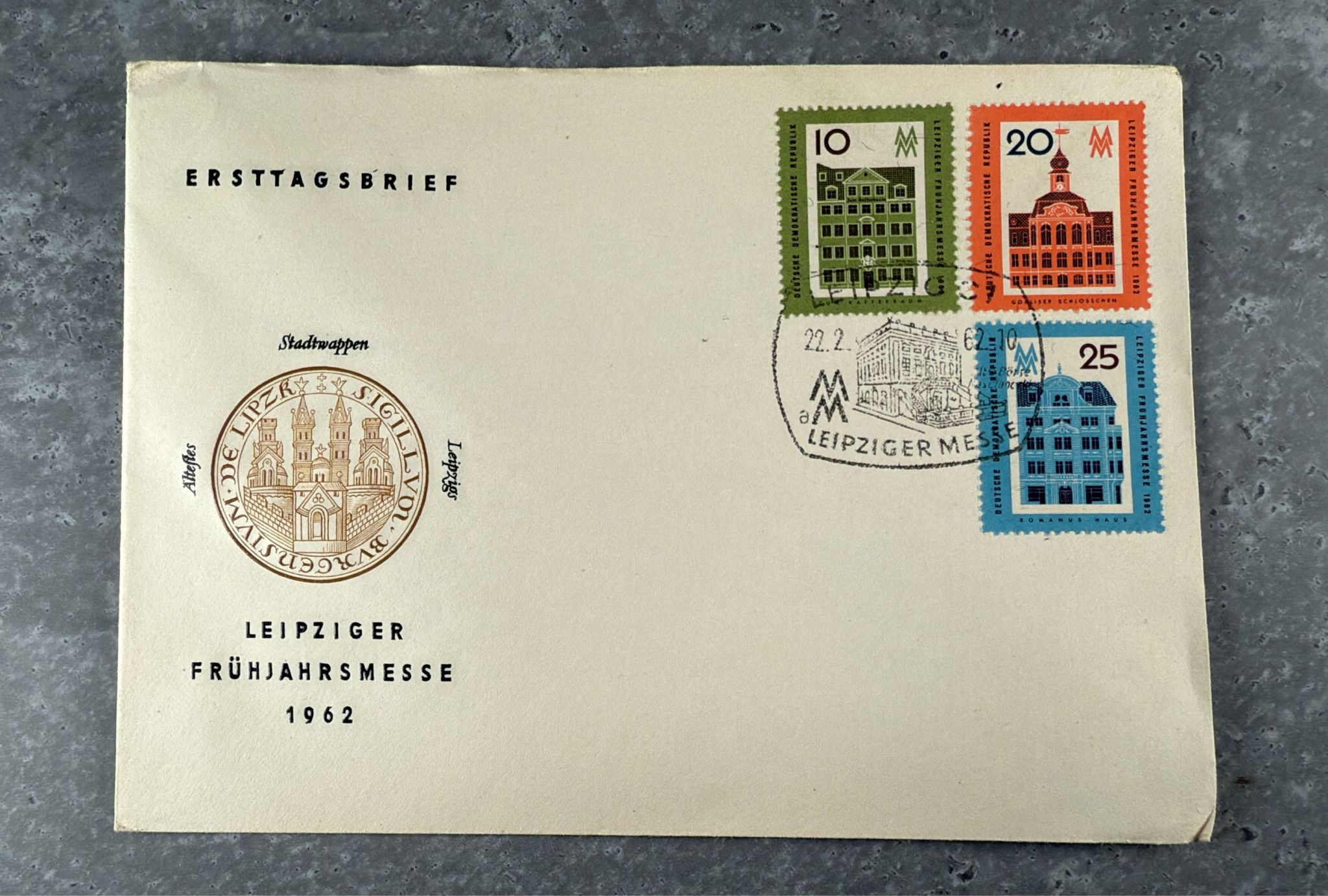 F533-DDR 1962 Leipzig Spring Fair First Day Cover (FDC) Set – Complete 3 Stamps