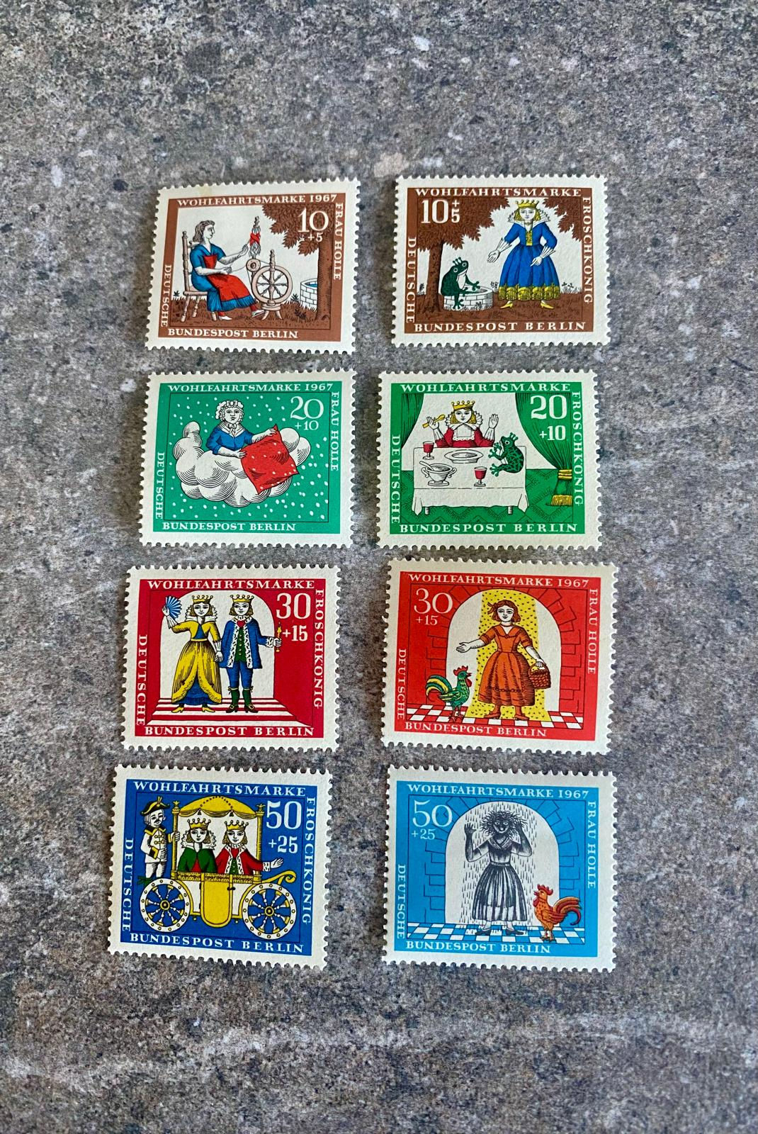 A173- 1967 German Fairy Tale Stamps Berlin Wohlfahrtsmarke Complete Set (Frosch