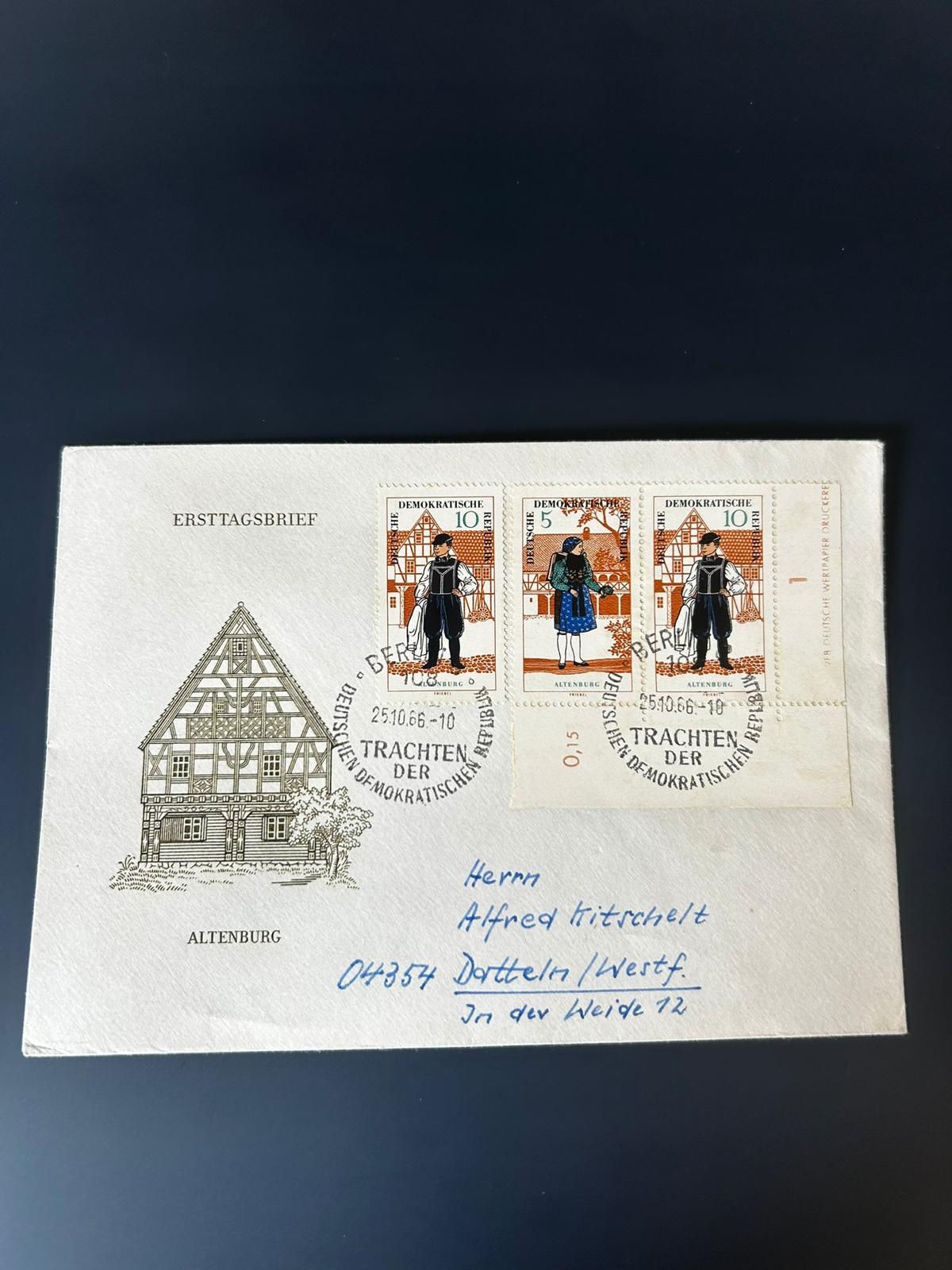 P15-DDR 1965 Trachten Altenburg FDC Berlin First Day Cover Traditional Costumes