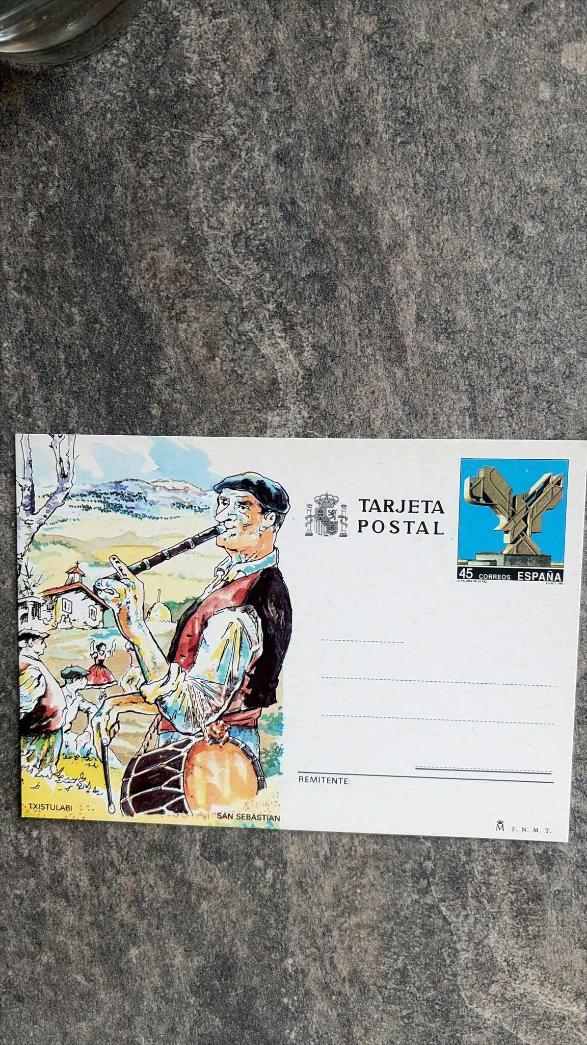 F948-Spain 1991 Postal Stationery Postcard “Tarjeta Postal” Txistulari + 45c La