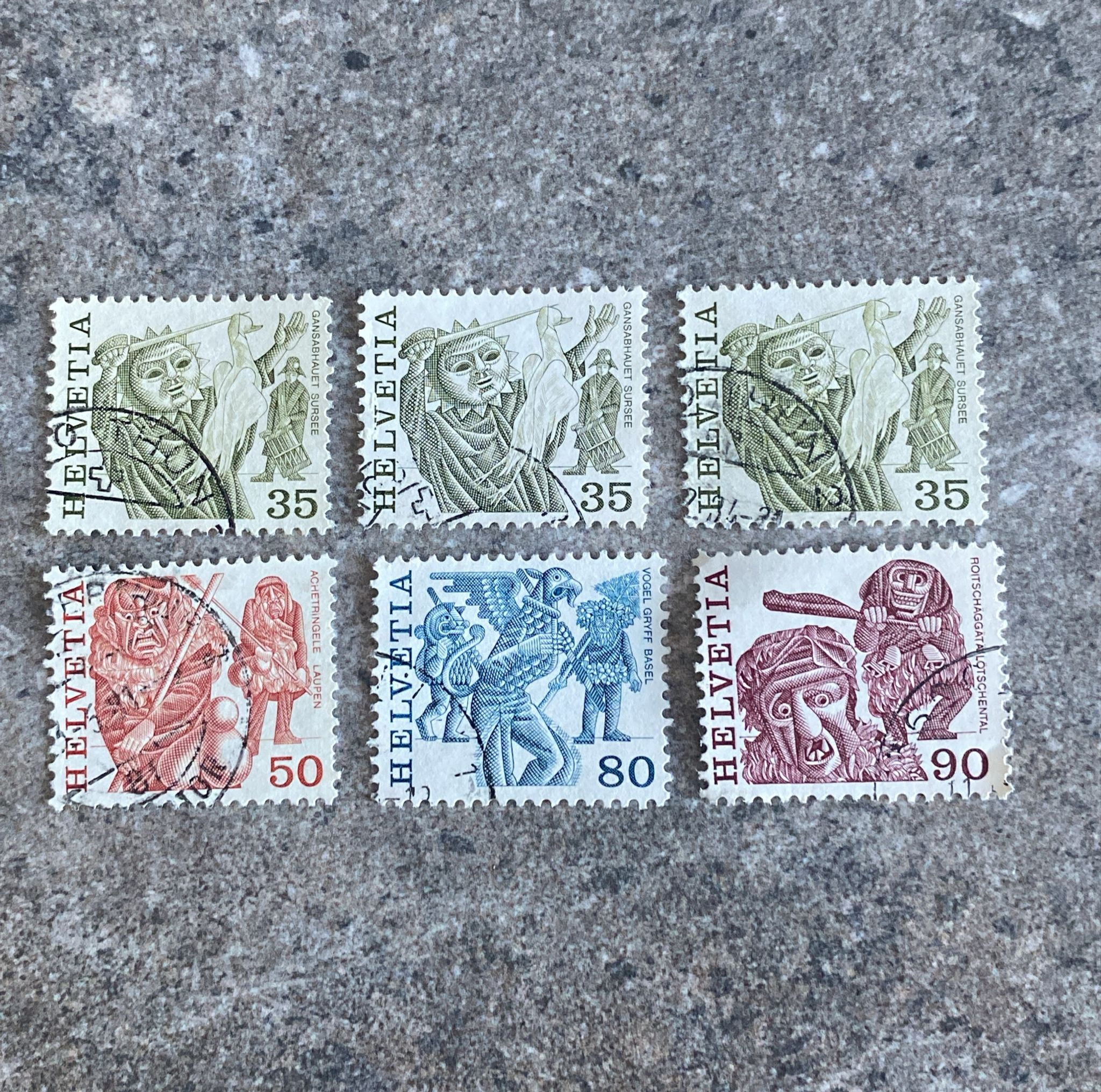 A336-“Switzerland Helvetia Standing Series used stamps lot – 35 / 50 / 80 / 90 R