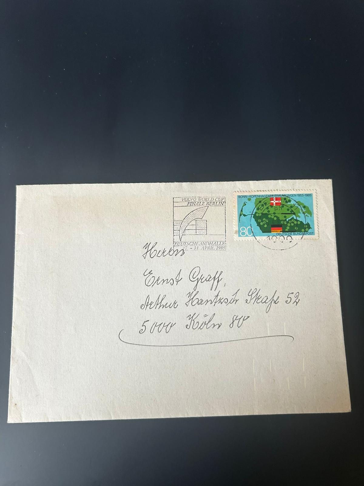 P106-Germany 1985 Cover Berlin Volvo World Cup Handstamp Bonn Stamp Köln