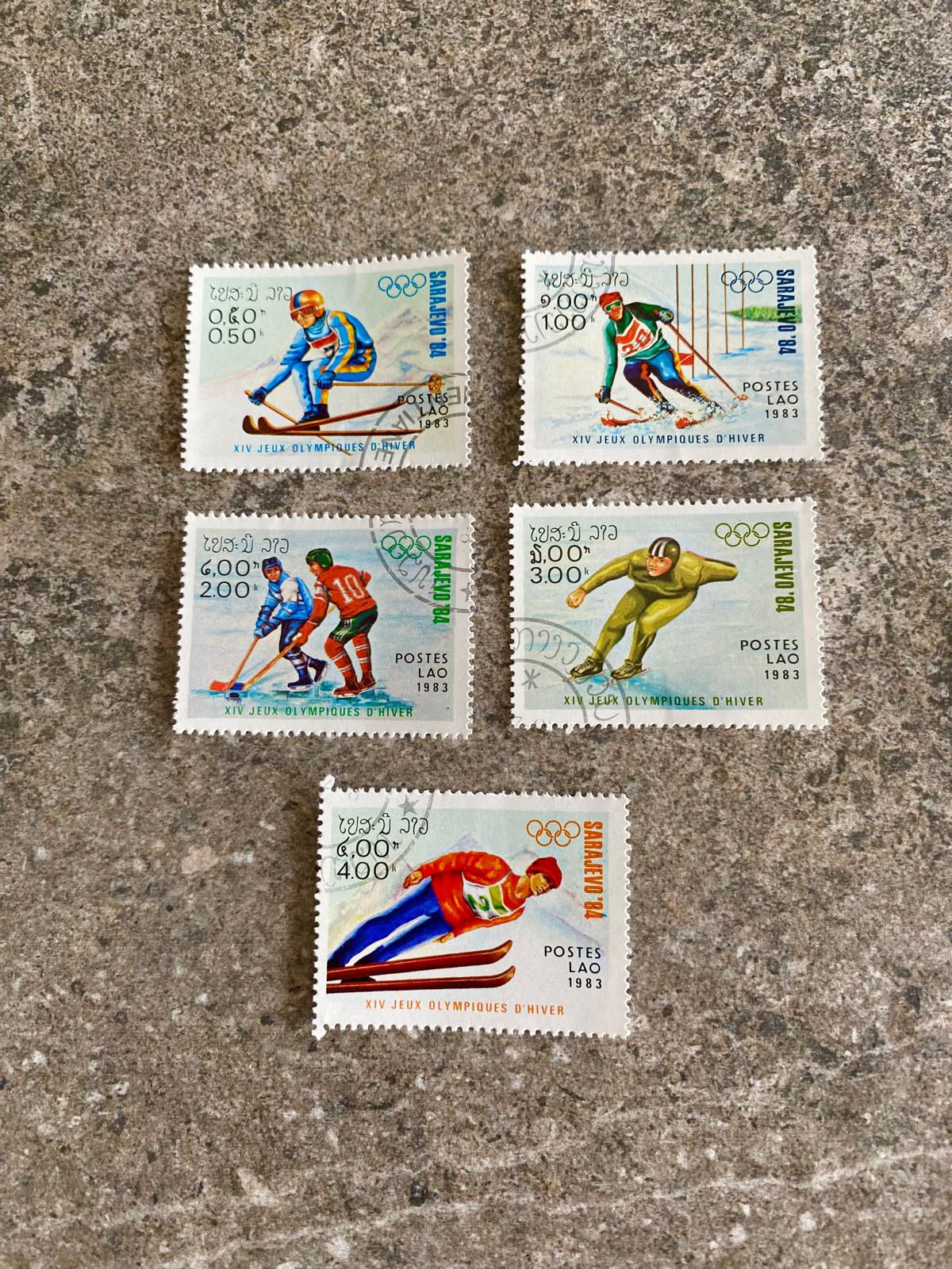 A293-1983 Laos Olympic Winter Games Stamps Set – Sarajevo '84 XIV Jeux Olympiq