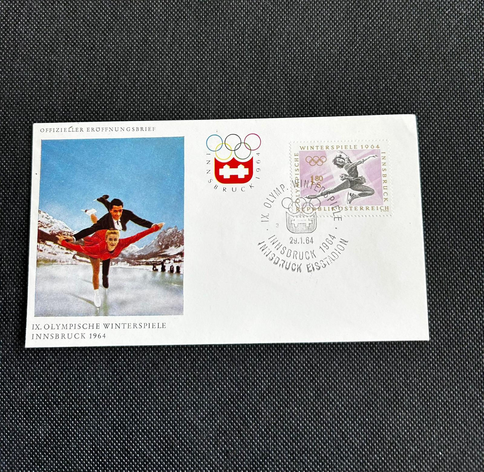 P546-Austria 1964 Innsbruck Winter Olympics First Day Cover Figure Skating FDC