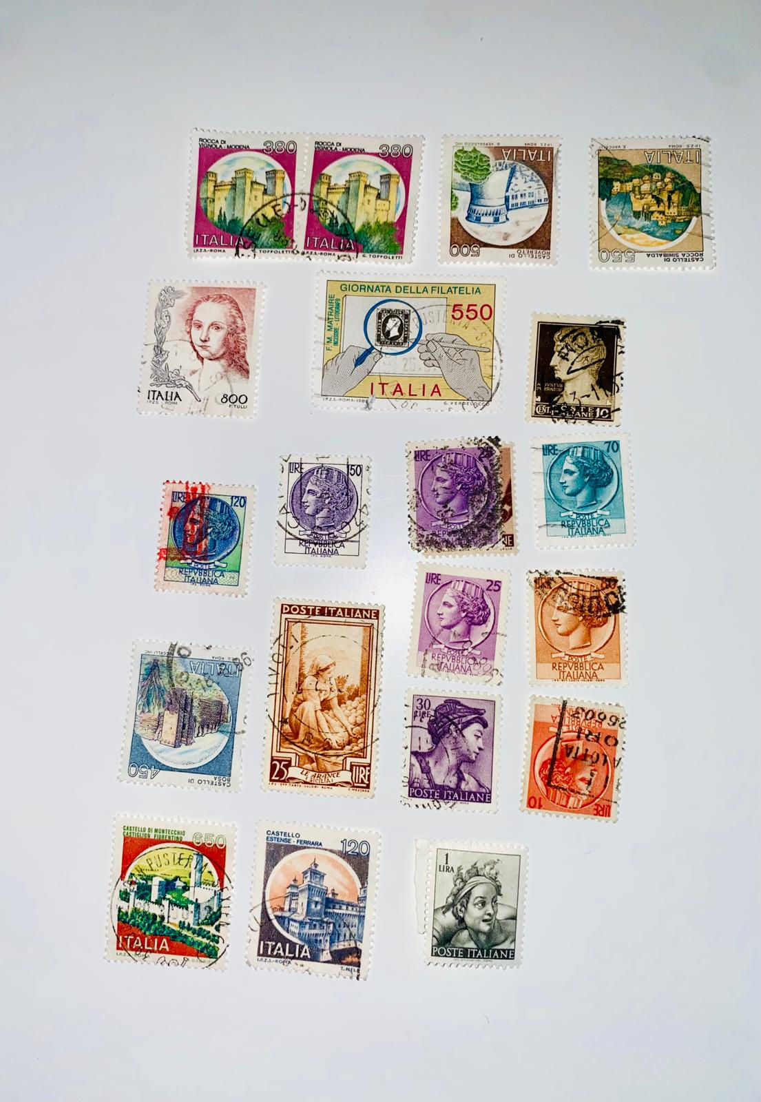 A47- Vintage Lot 20 Italian Postage Stamps – Italy Europa, Castles, Filatel