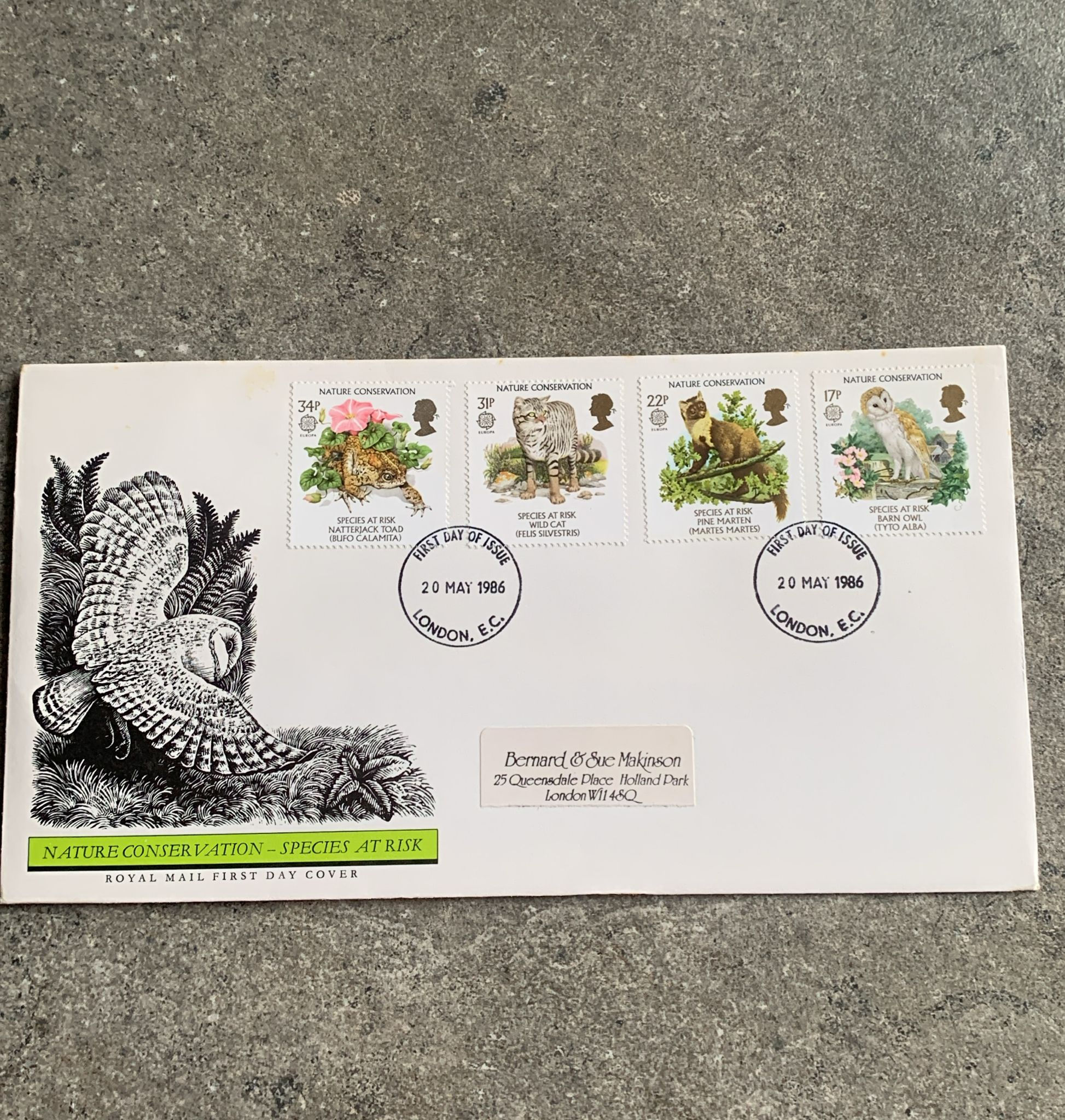 A609-Royal Mail First Day Cover – Nature Conservation: Species at Risk (1986) 