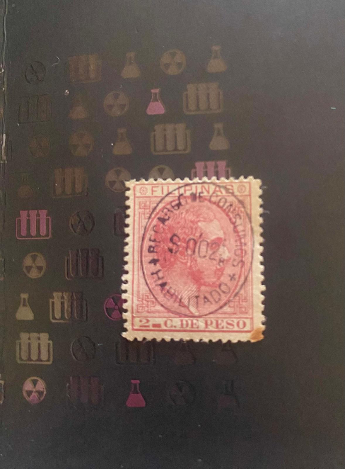 A50-Philippines 1890s Spanish Era Revenue Stamp “FILIPINAS – 2 C. de Peso” Re