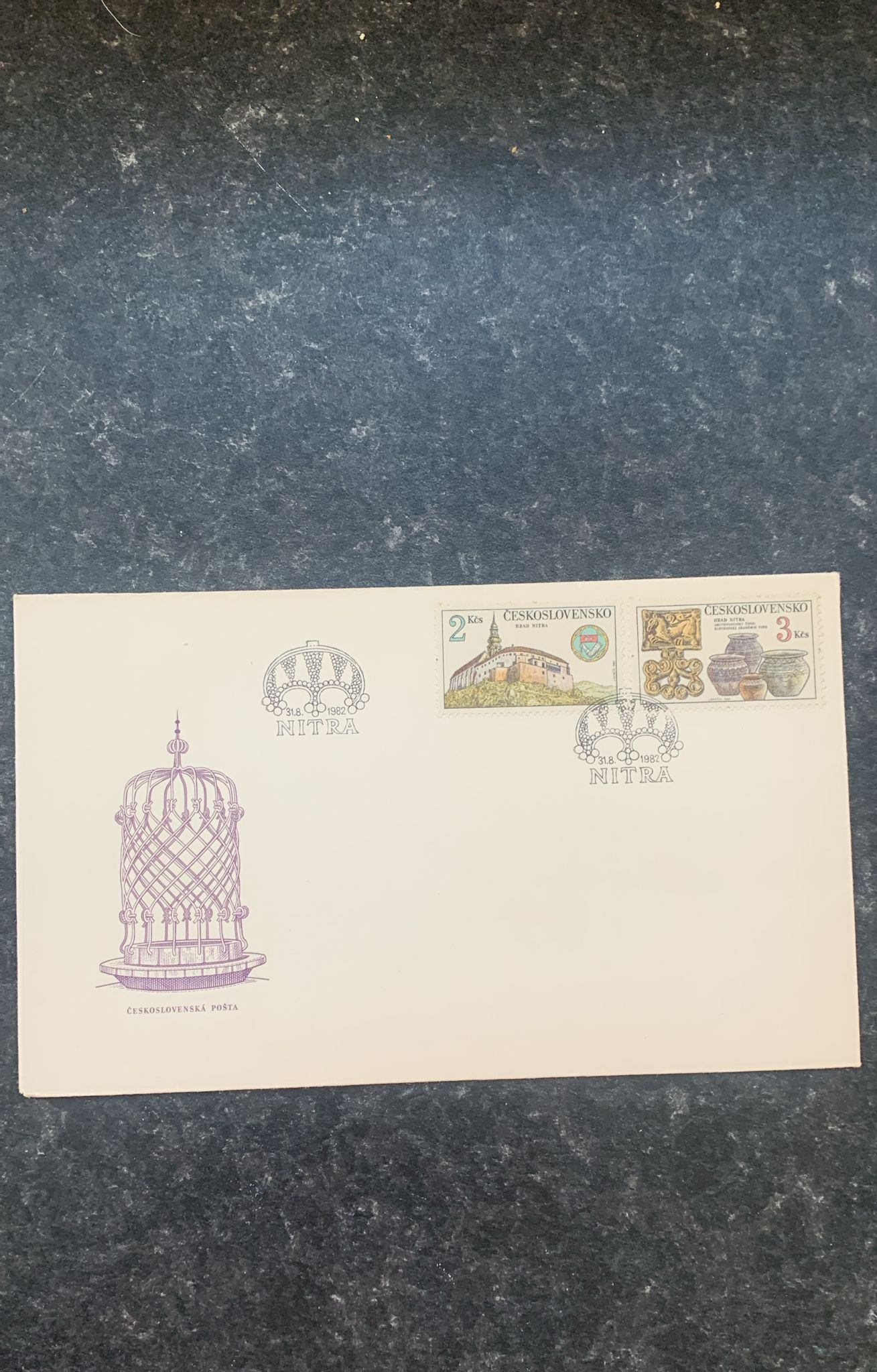 E14-Czechoslovakia 1982 Nitra First Day Cover FDC 2 Kčs & 3 Kčs Stamps, Offici
