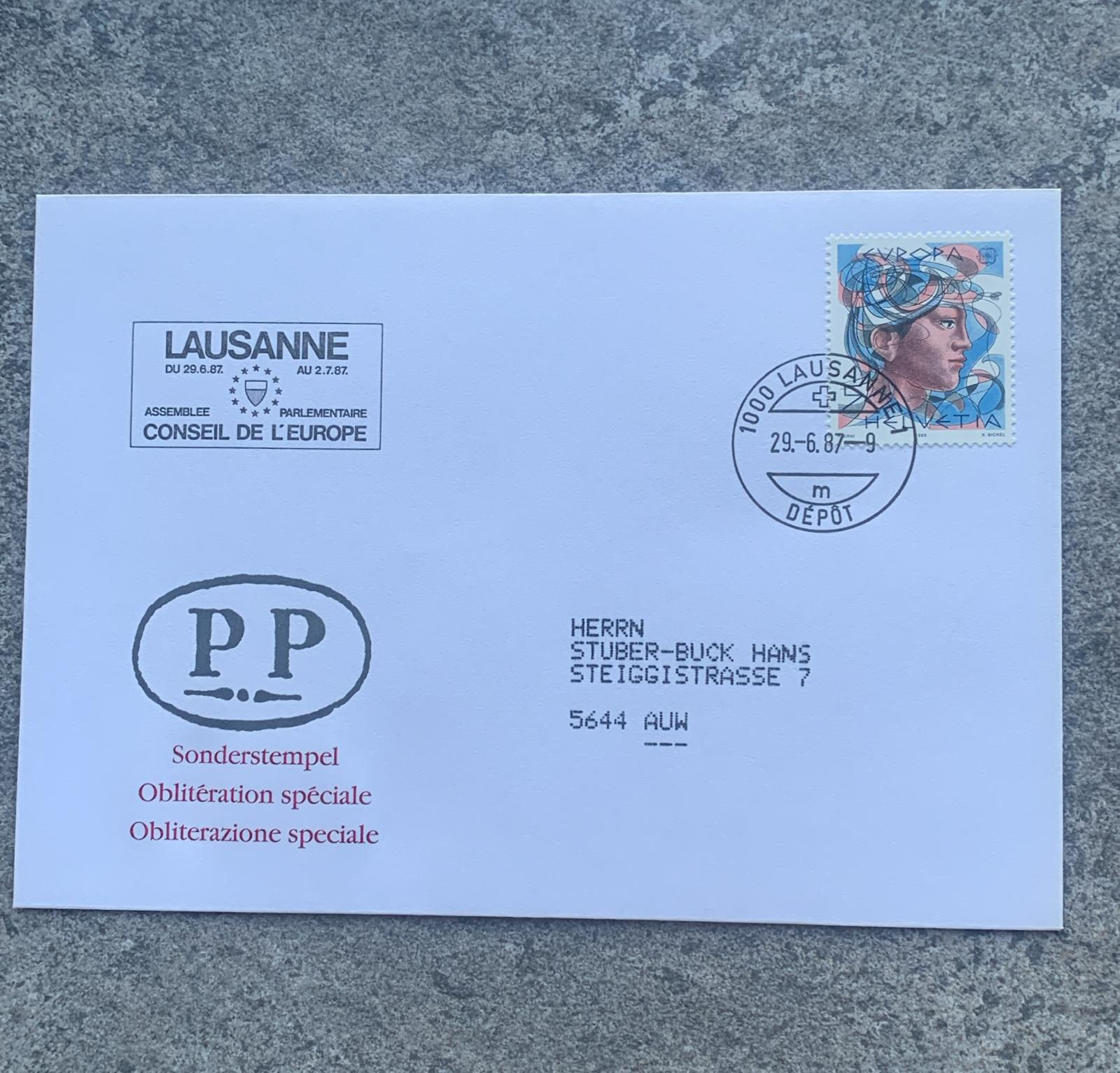 A564-1987 Switzerland Lausanne Special Cover Council of Europe Parliamentary A