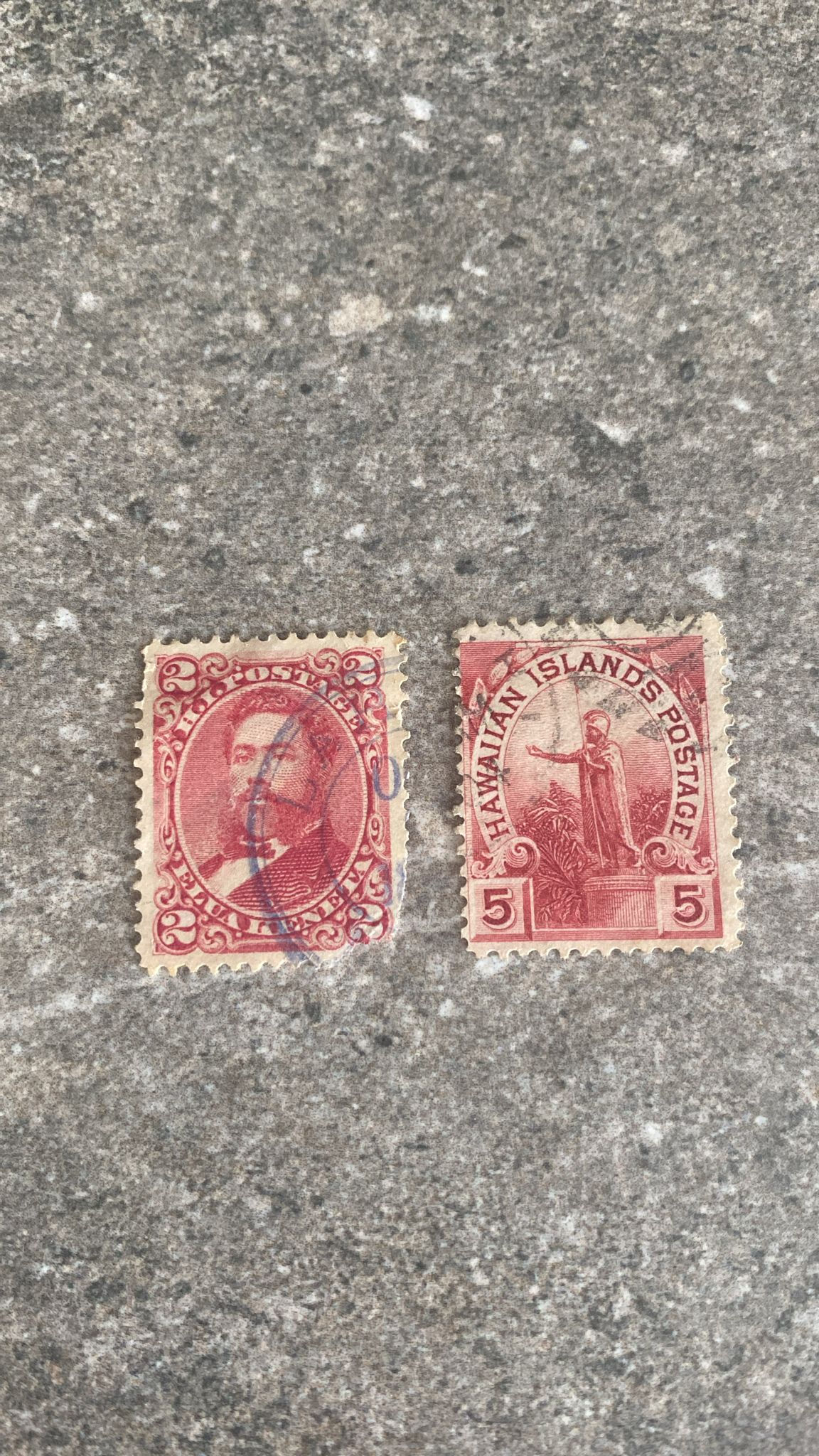 #B42-RareVintage Hawaiian Islands Postage Stamps (5c & 2c)19th Century Classics