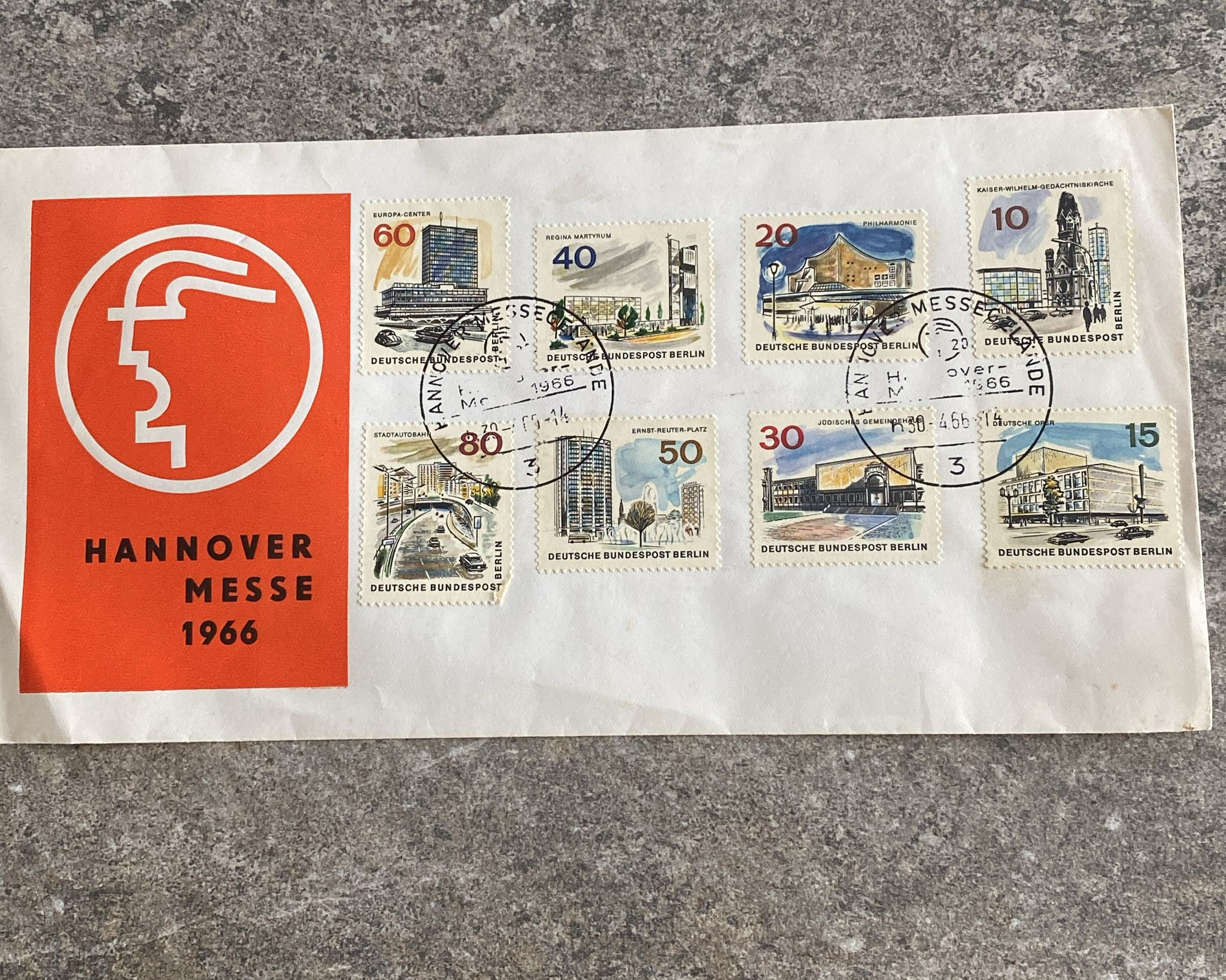 B247-1966 Hannover Messe Berlin Landmark Stamp Cover Deutsche Bundespost Berli