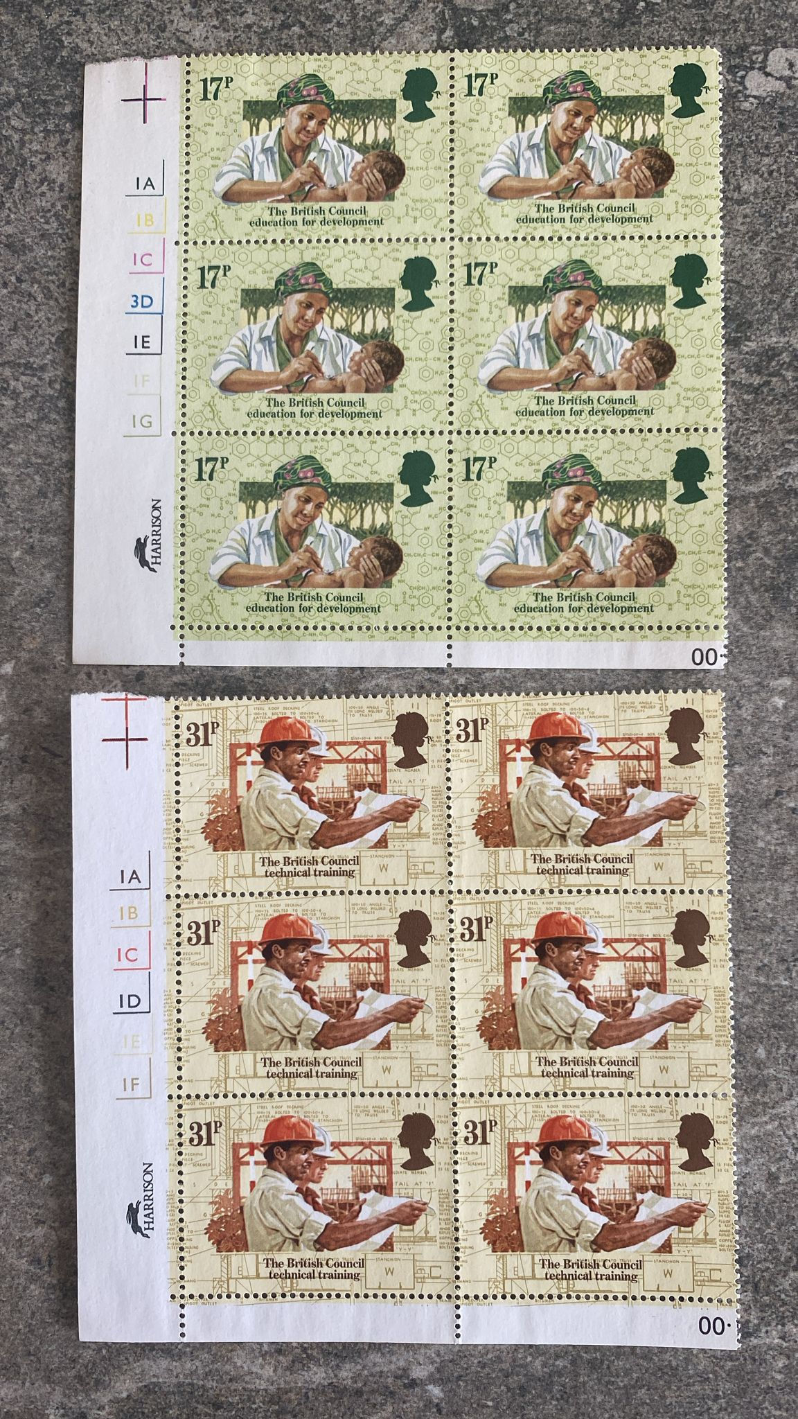 A356-1984 British Council Commemorative Stamps 17p & 31p Mint Blocks Education