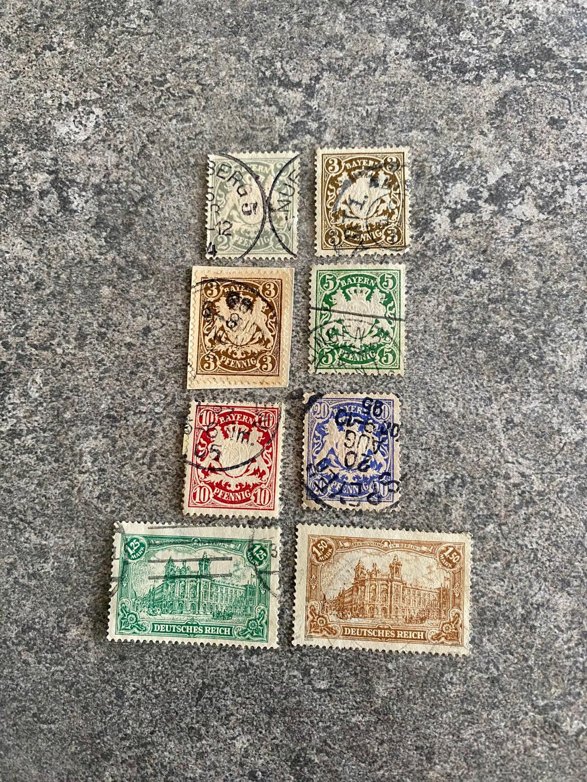 A215:-Antique German & Bavarian Postage Stamps Lot (Late 1800s–Early 1900s) – D