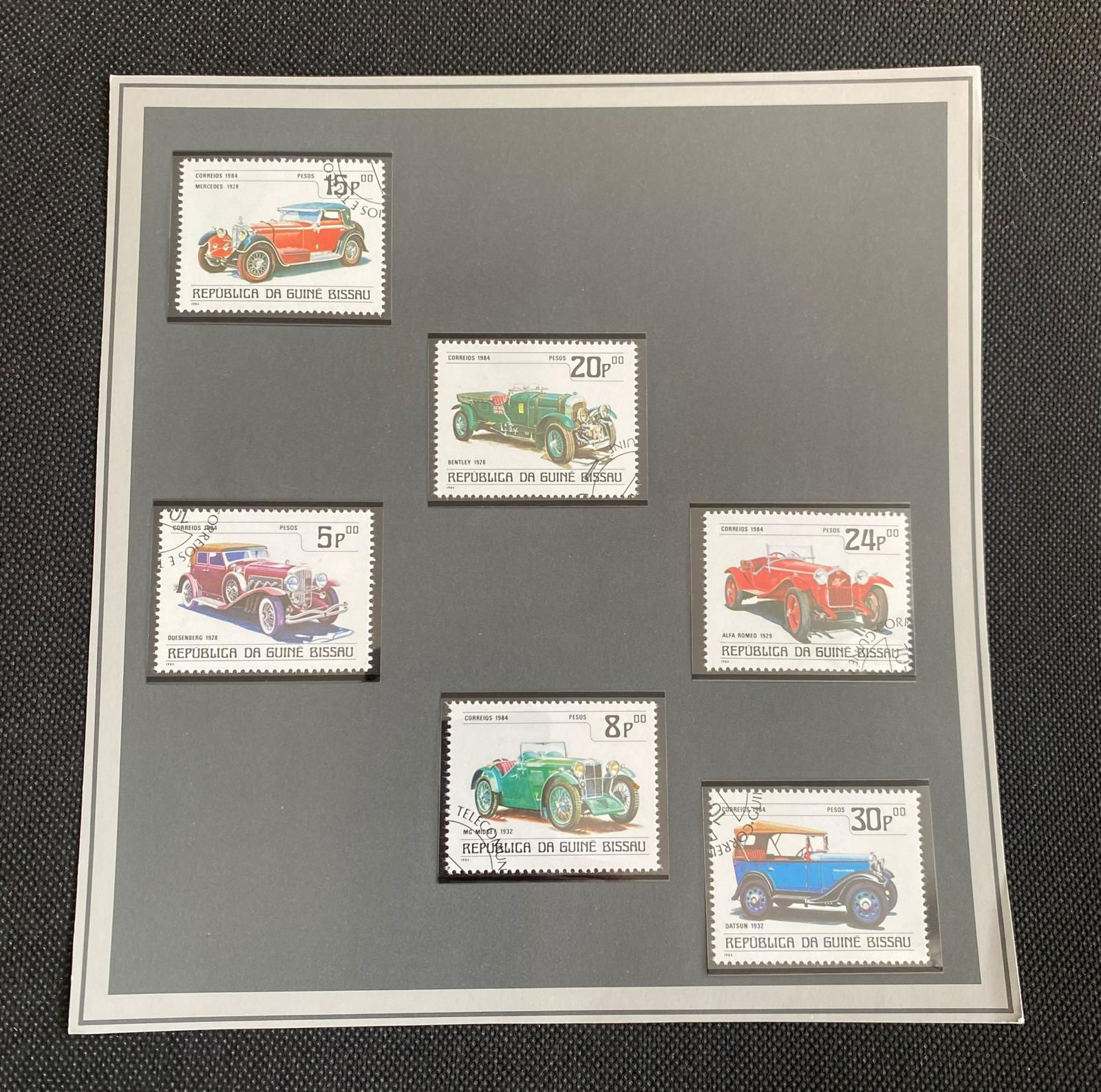 P454-1984 Guinea-Bissau Classic Cars Stamp Set (6) – Mercedes, Bentley, Alfa Rom
