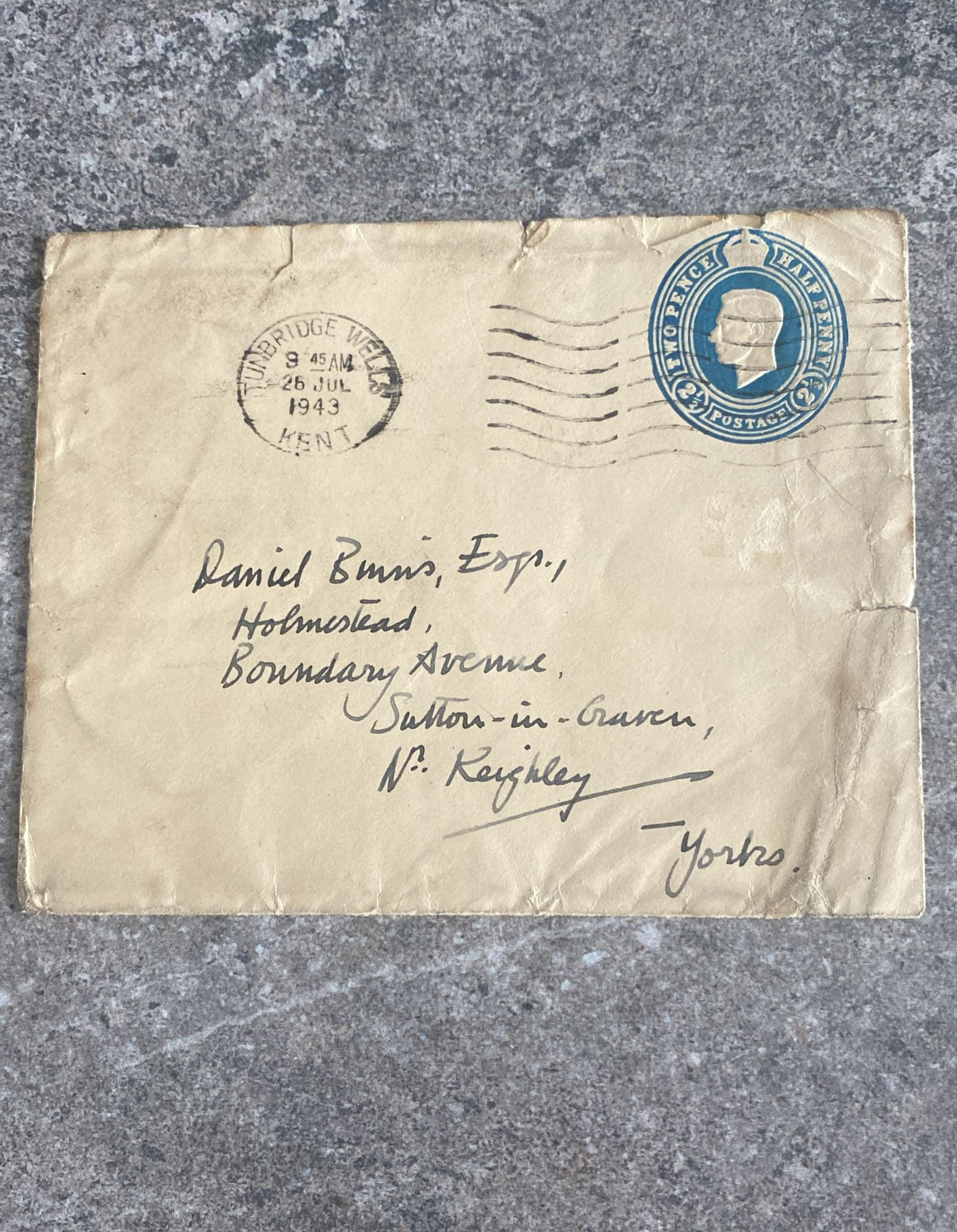 B98-
1948Channel Islands Liberation3rd Anniversary Cover –Guernsey Stamp 2½dBlue
