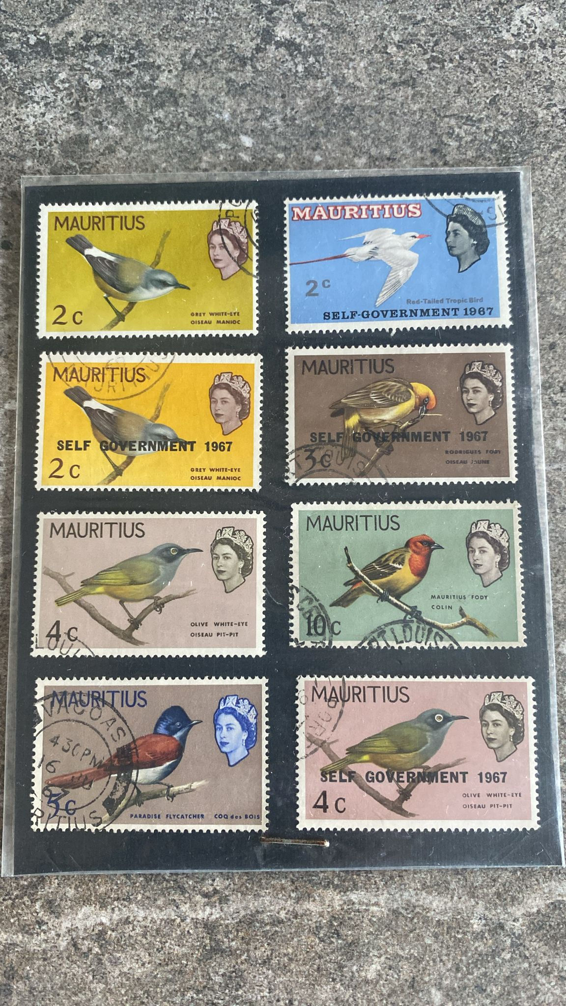 A416-Mauritius 1967 Self-Government Commemorative Bird Stamps (Set of 8) Used,
