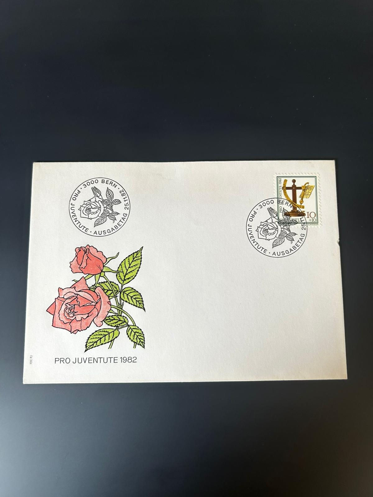 P23-Switzerland 1982 Pro Juventute FDC Cover Bern Cancel Rose Stamp 10+10c