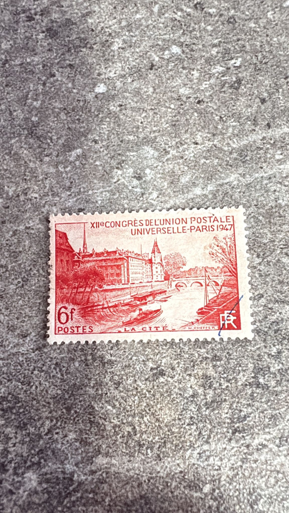 E263-France 1947 UPU Congress Paris – 6f Red La Cité Stamp (Used)