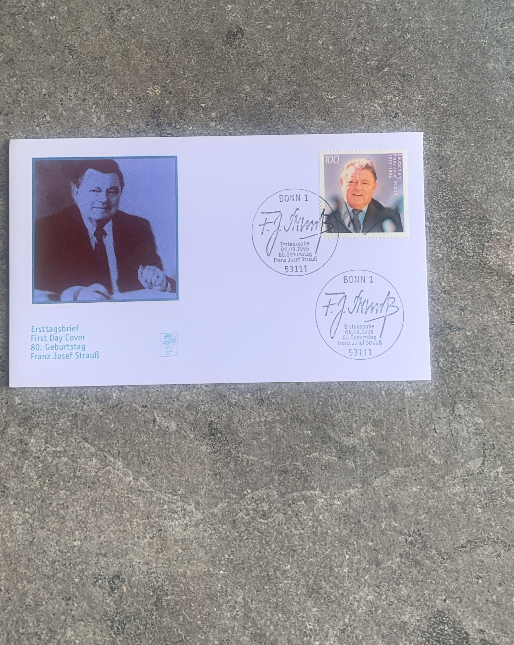 A723-Franz Josef Strauß 80th Birthday 1995 Germany First Day Cover (FDC) Bonn