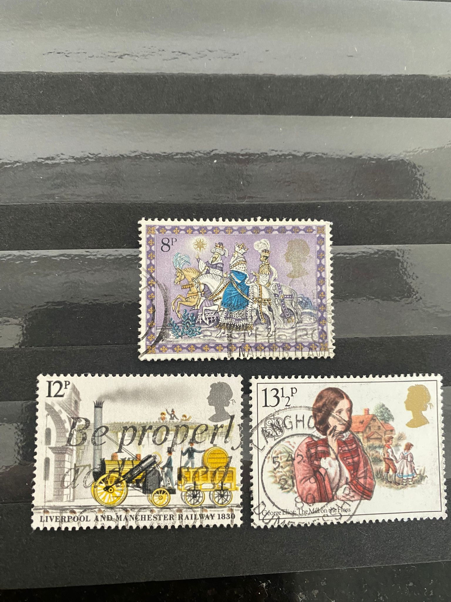 A3 -GB Commemorative Stamps Lot – 8p Royal Procession, 12p Liverpool & Manche