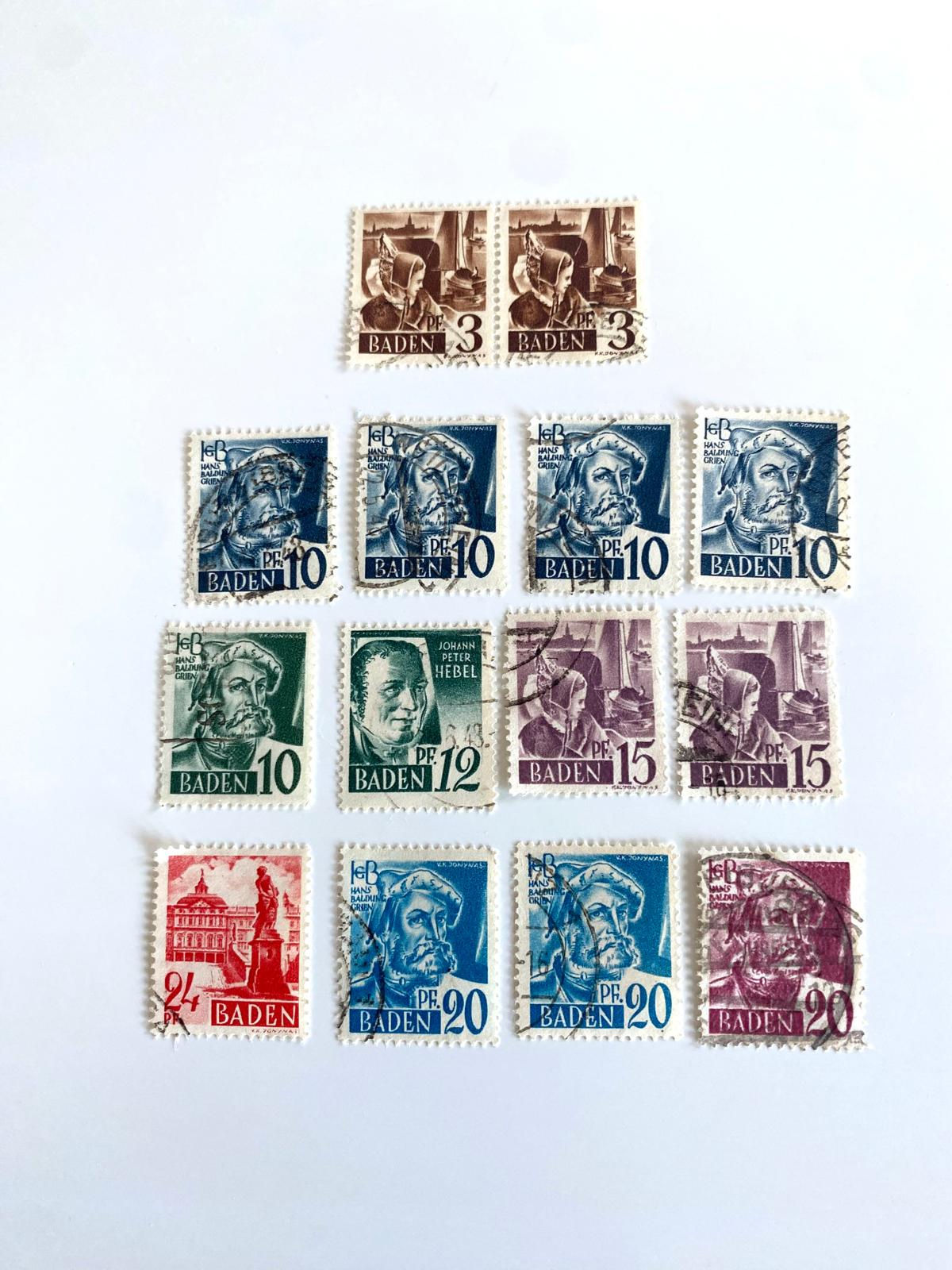 A63 - Vintage Germany Baden Stamps Collection Lot – 1949–1951 Issues – Used – M