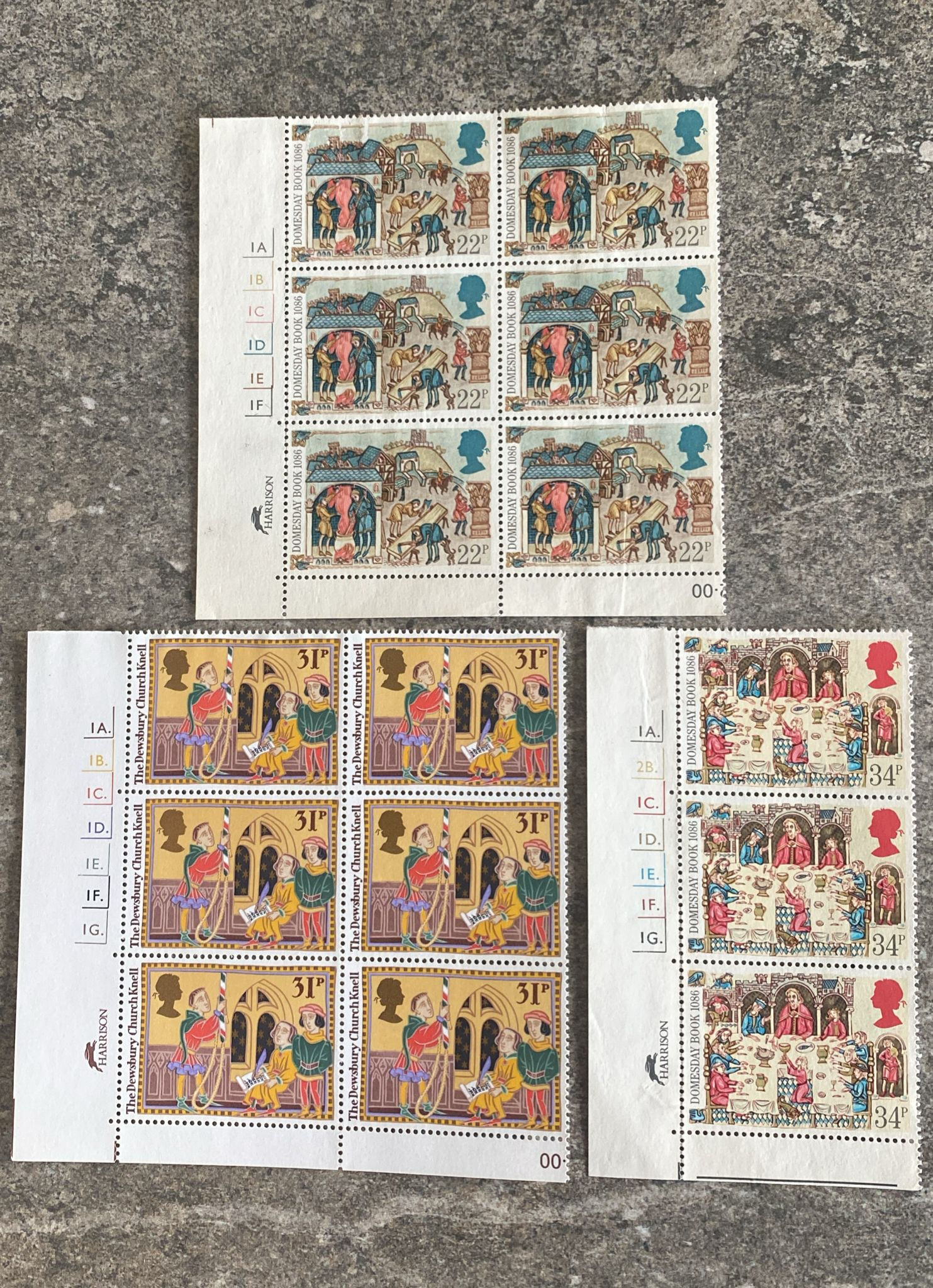 A367-Great Britain Christmas 1982–1983 Full Stamp Sheets x3 Harrison & Sons –