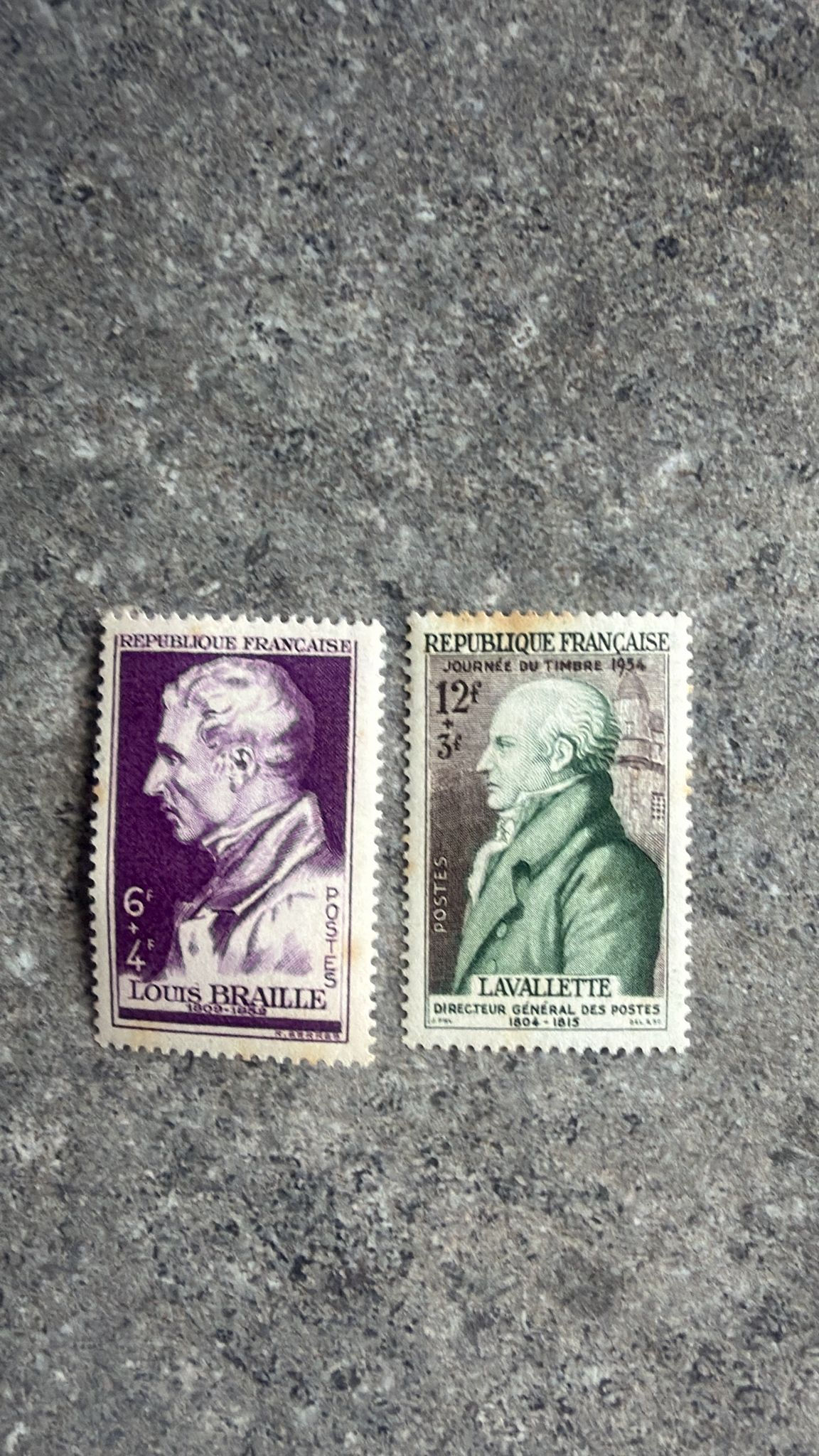 E468-France 1954–55 Commemorative Stamps – Louis Braille & Lavallette –MH/Unuse